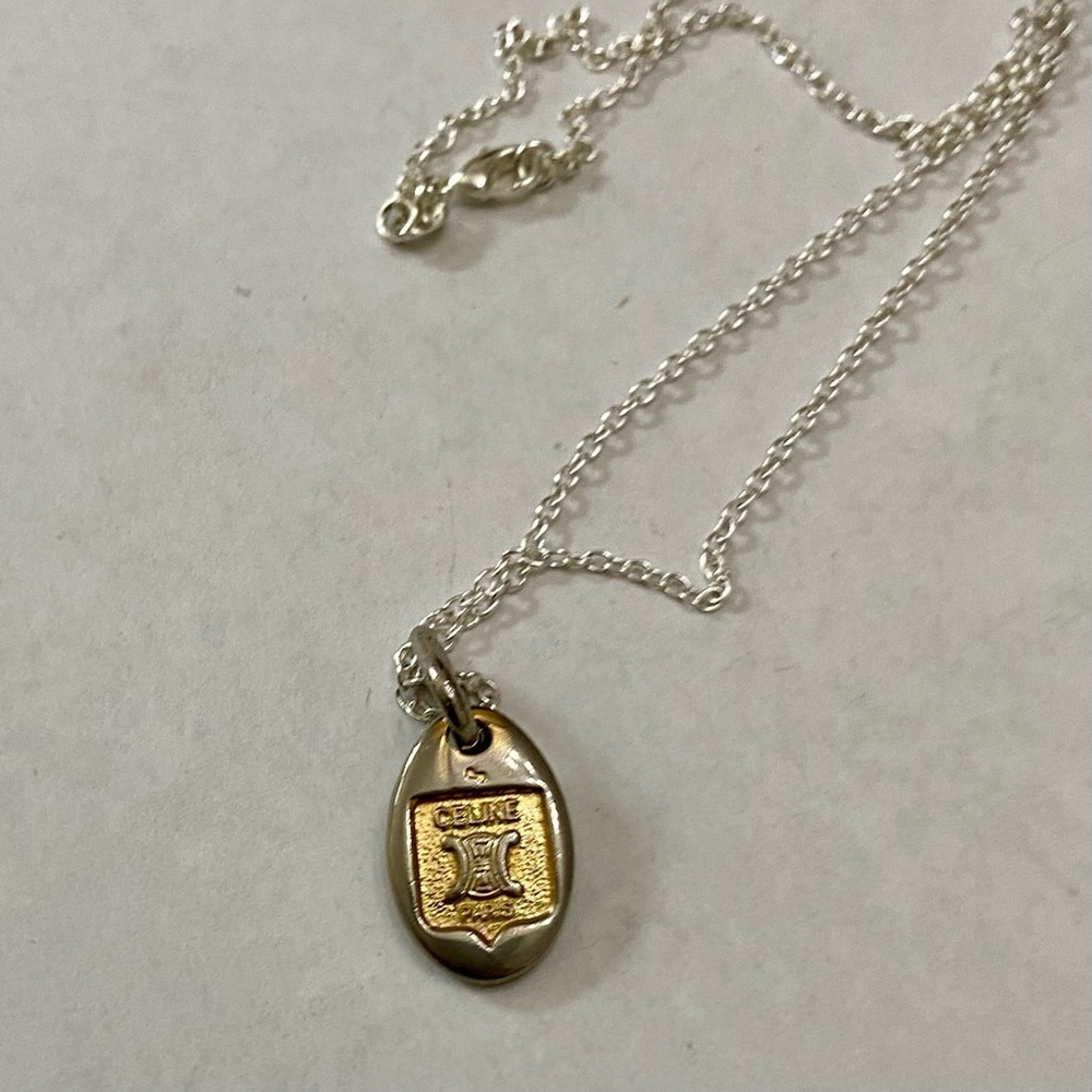 Vintage Celine Silver-Gold Pendant Charm Necklace - Picture 4 of 9